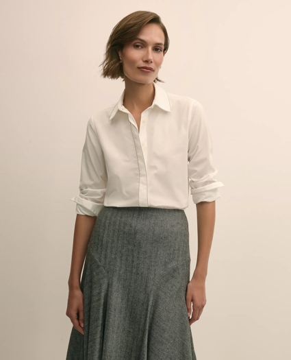 Supima® Cotton Beaded-Trim Poplin Shirt, image 1