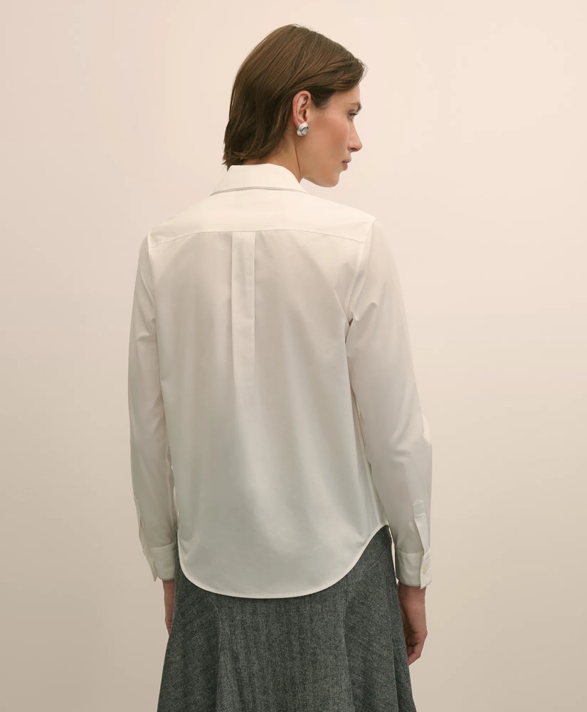 Supima® Cotton Beaded-Trim Poplin Shirt, image 4