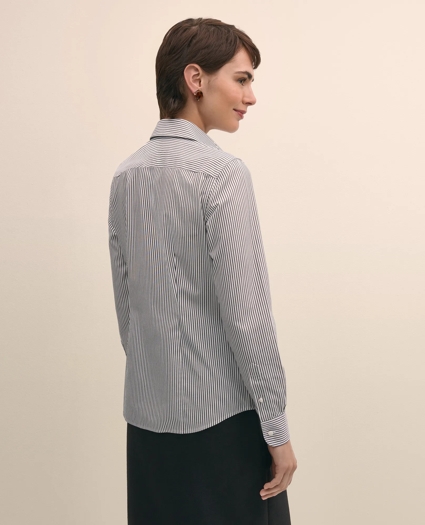 Fitted Non-Iron Stretch Supima® Cotton Striped Dress Shirt, image 4