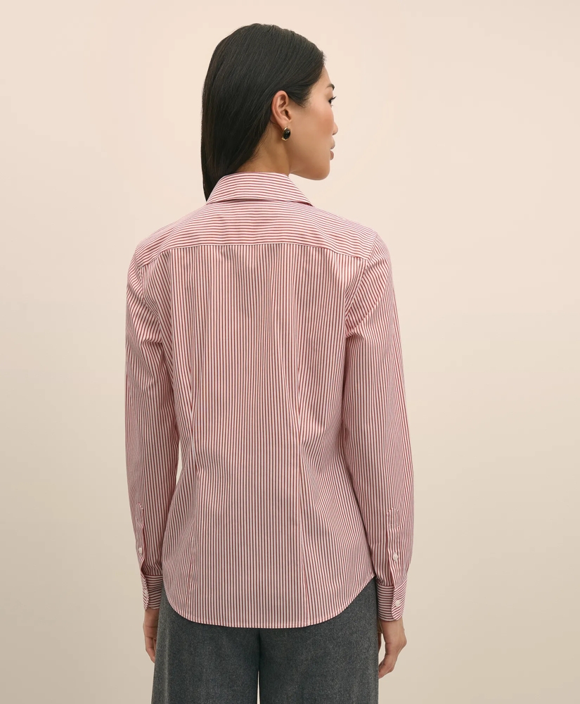 Fitted Non-Iron Stretch Supima® Cotton Striped Dress Shirt, image 4