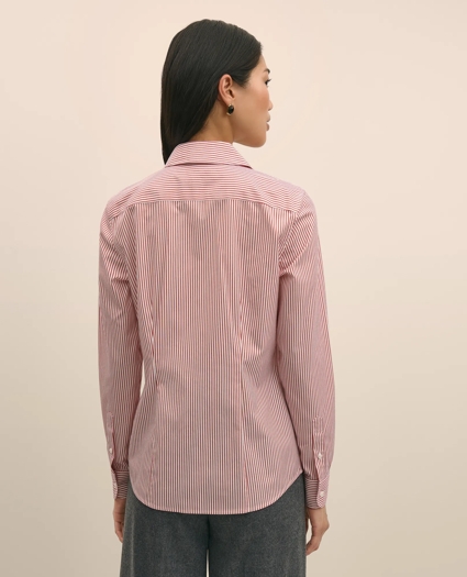Fitted Non-Iron Stretch Supima® Cotton Striped Dress Shirt, image 4