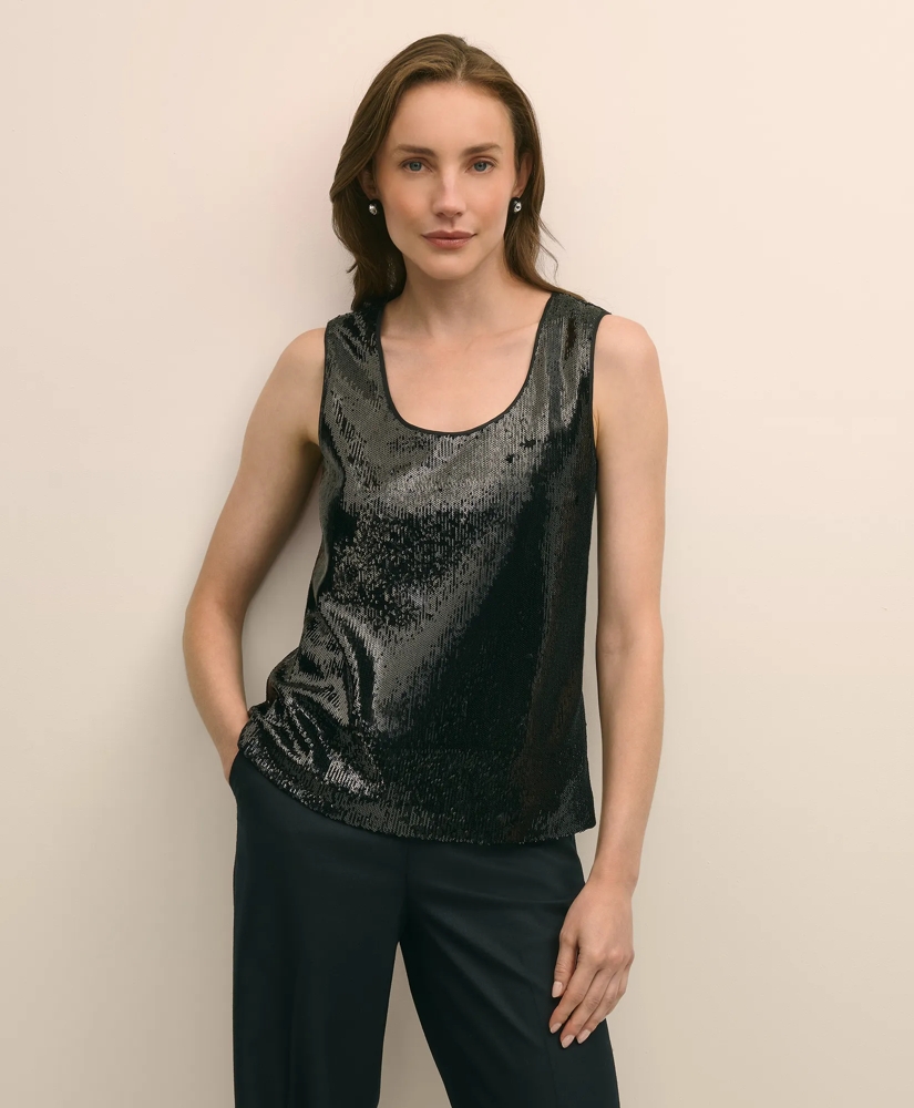 Sequin Scoop Neck Sleeveless Top