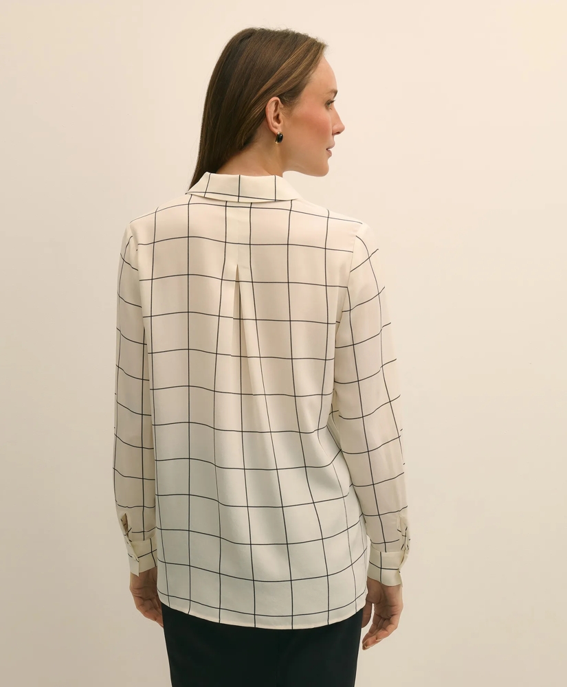 Relaxed Silk Windowpane Blouse, image 4