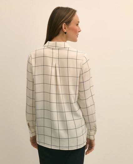 Relaxed Silk Windowpane Blouse, image 4