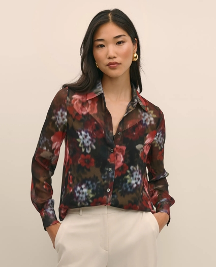 Floral Print Sheer Blouse with Camisole, image 1