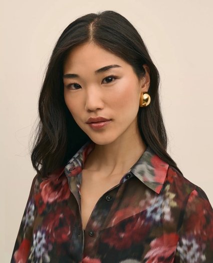 Floral Print Sheer Blouse with Camisole, image 2