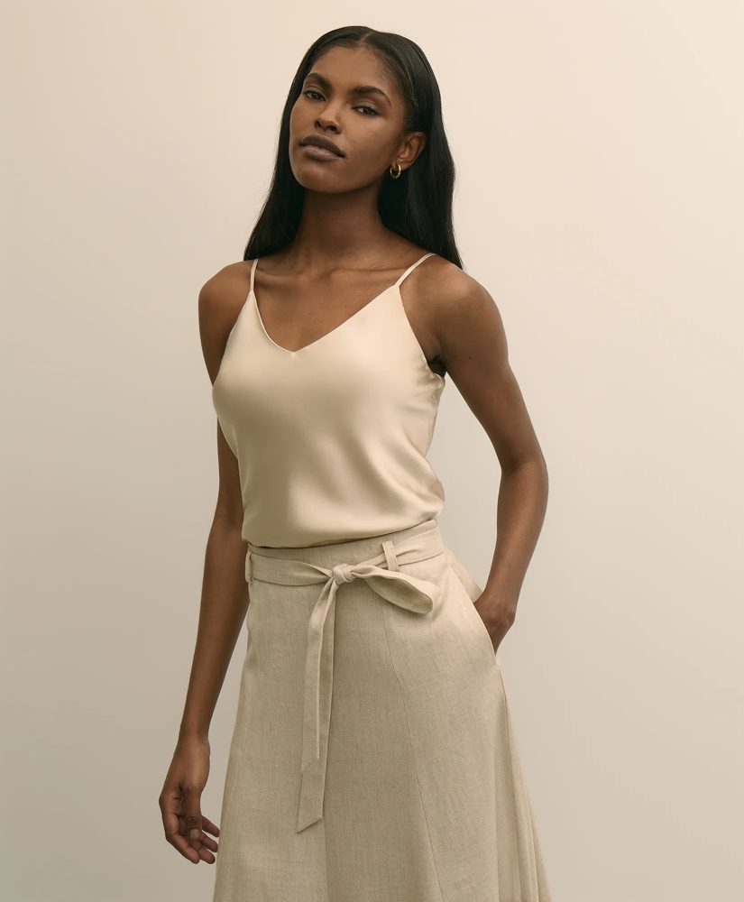 V-Neck Cami in Washable Silk Charmeuse, image 1