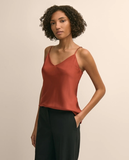 V-Neck Cami in Washable Silk Charmeuse, image 1