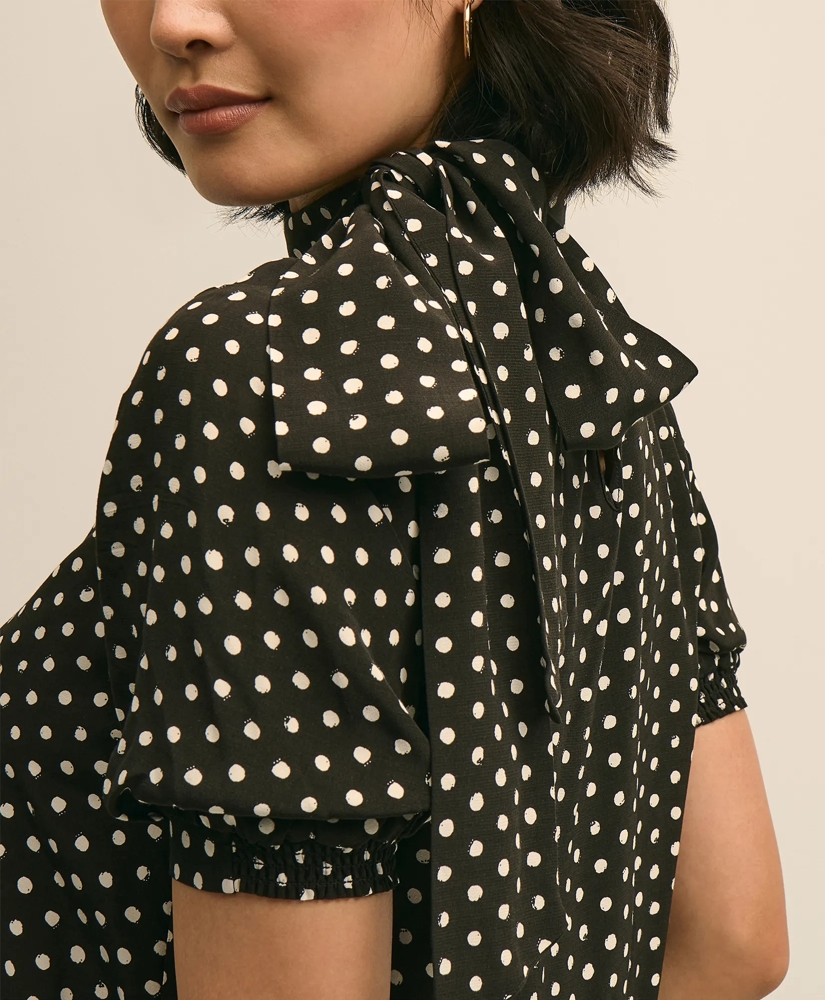 Dot-Print Tie-Neck Blouse, image 4