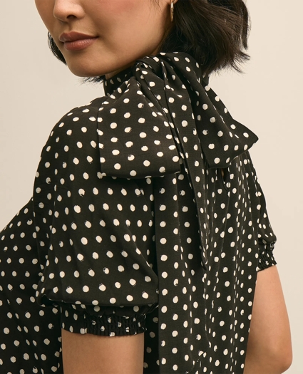 Dot-Print Tie-Neck Blouse, image 4