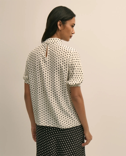 Dot-Print Tie-Neck Blouse, image 4