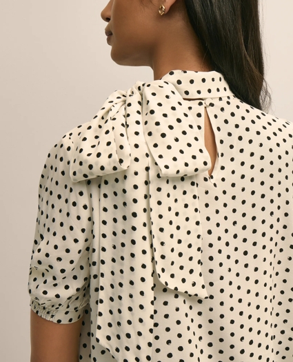 Dot-Print Tie-Neck Blouse, image 5