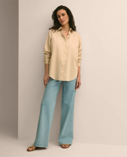 Supima&reg; Cotton Sateen Relaxed Shirt, image 2