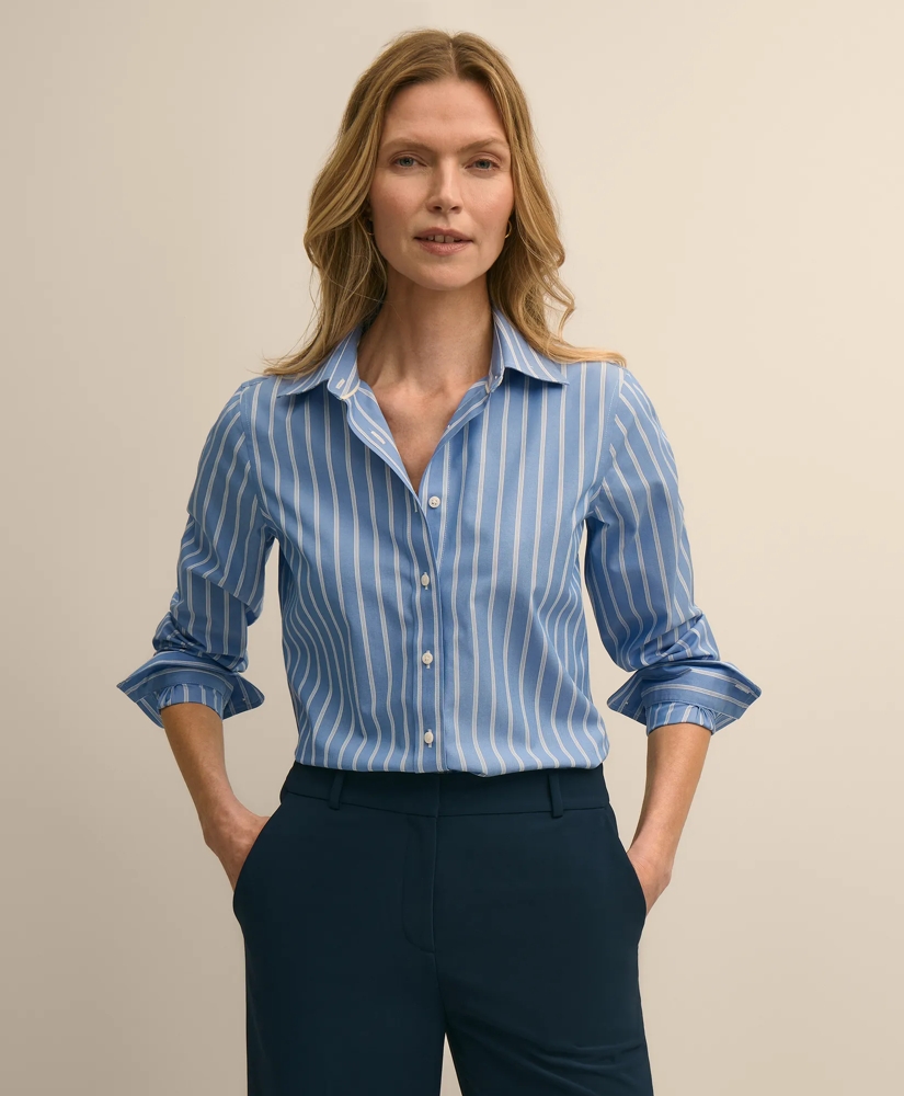 Classic Fit Stretch Supima&reg; Cotton Non-Iron Stripe Dress Shirt, image 1