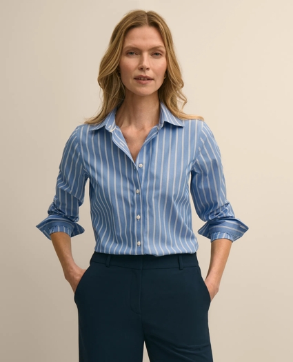 Classic Fit Stretch Supima&reg; Cotton Non-Iron Stripe Dress Shirt, image 1