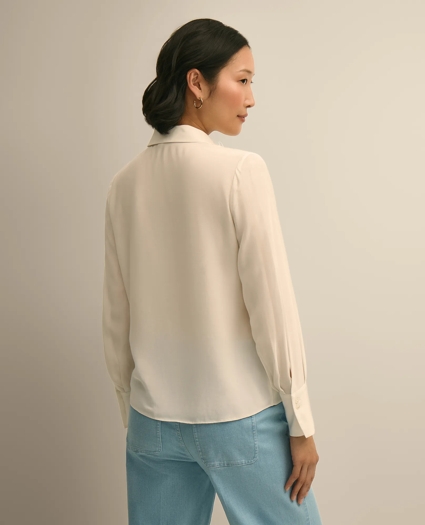 Viscose Ruffle Open-Stitch Placket Blouse, image 3