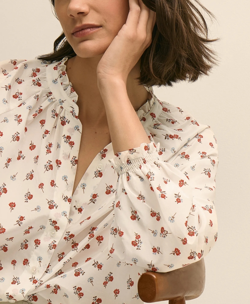 Silk-Cotton Floral Print Blouse, image 3