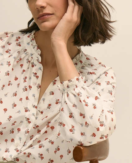 Silk-Cotton Floral Print Blouse, image 3