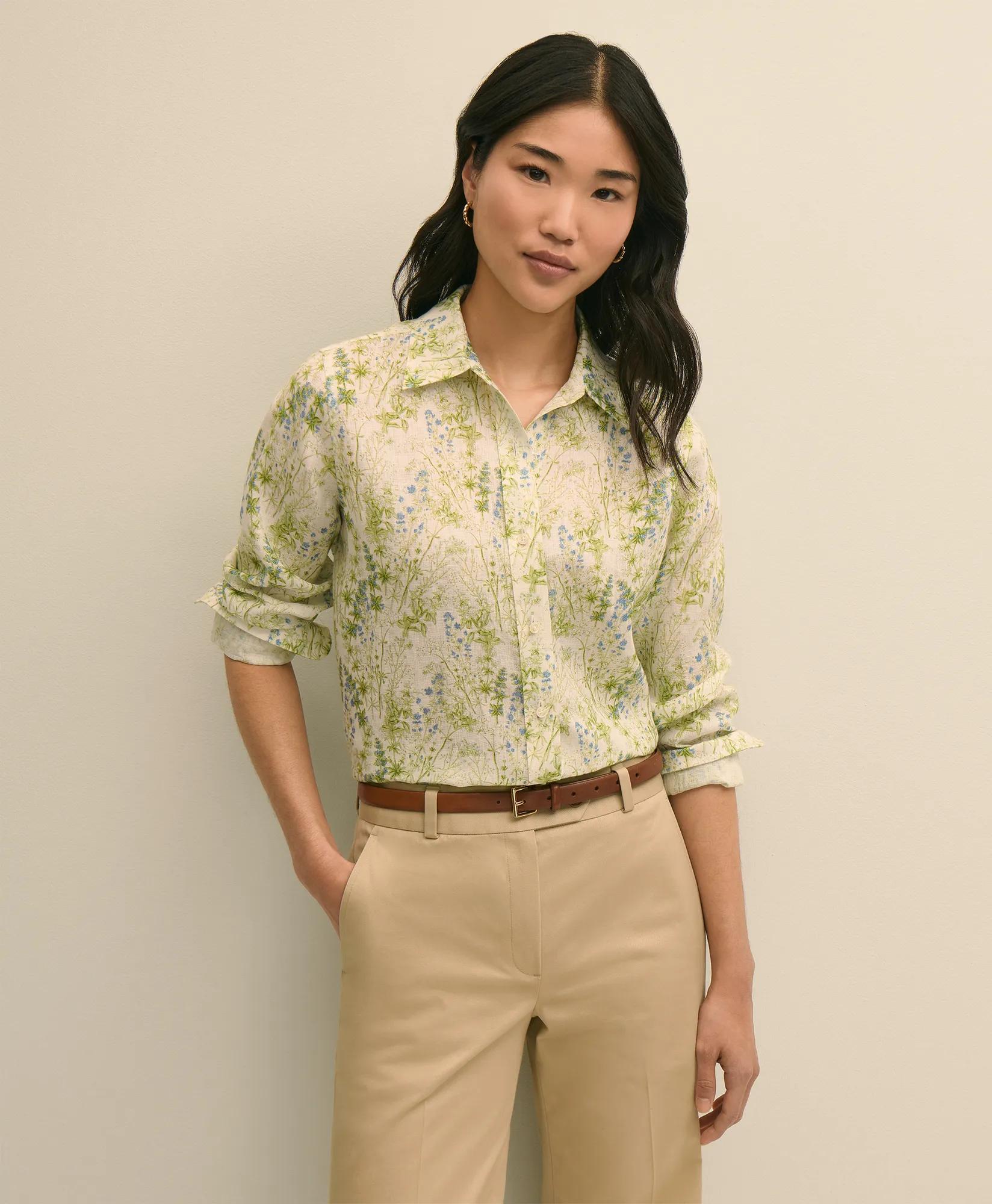 Linen Botanical Print Shirt primary
