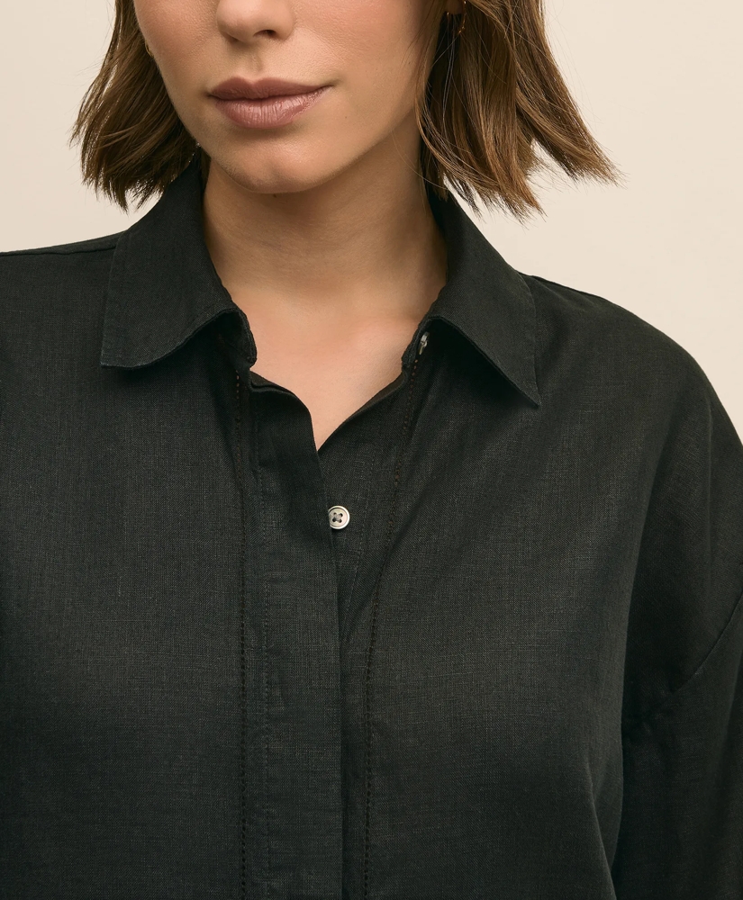 Linen Relaxed Bell-Sleeve Cropped Shirt, image 3