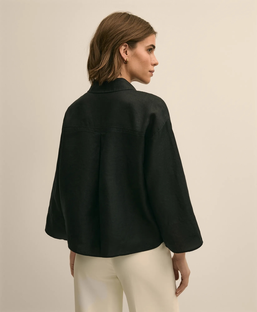 Linen Relaxed Bell-Sleeve Cropped Shirt, image 5