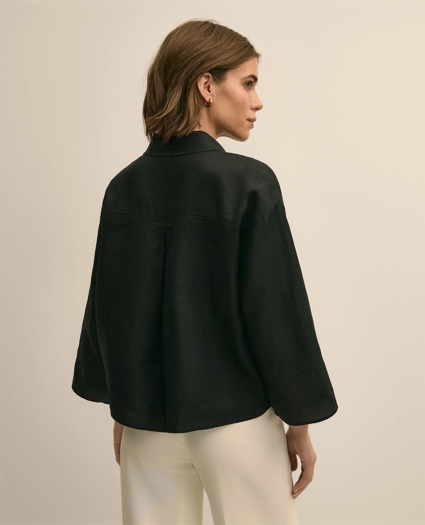 Linen Relaxed Bell-Sleeve Cropped Shirt, image 5