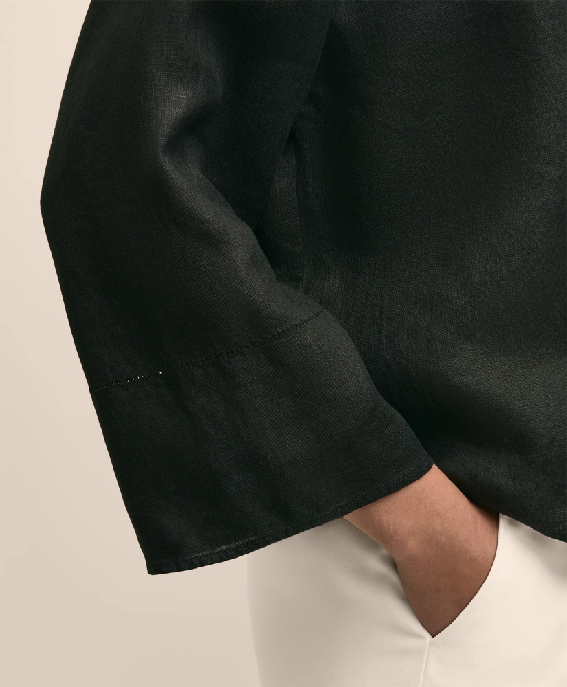 Linen Relaxed Bell-Sleeve Cropped Shirt, image 6