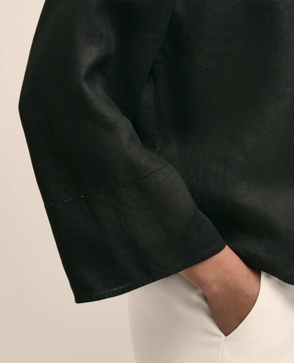 Linen Relaxed Bell-Sleeve Cropped Shirt, image 6