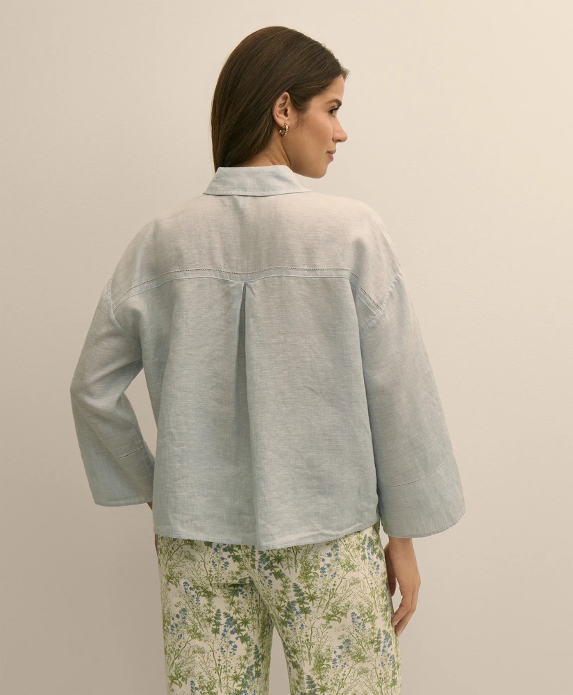 Linen Relaxed Bell-Sleeve Cropped Shirt, image 4