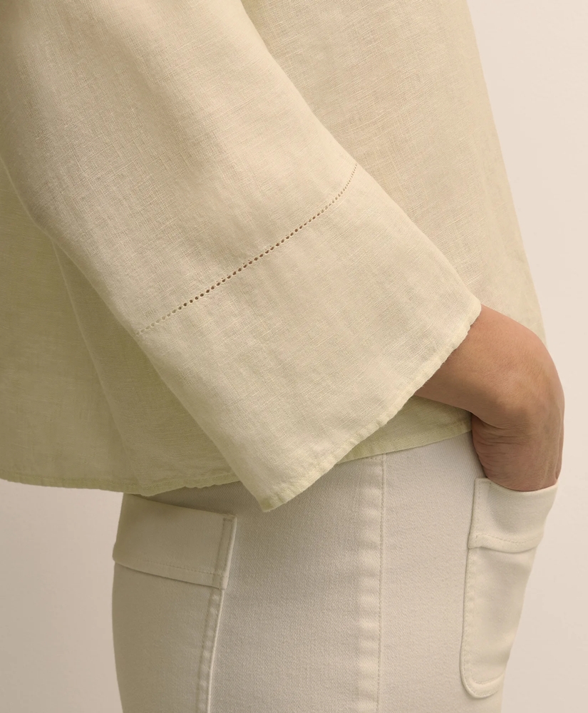 Linen Relaxed Bell-Sleeve Cropped Shirt, image 3