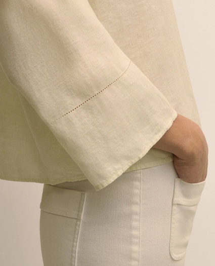 Linen Relaxed Bell-Sleeve Cropped Shirt, image 3