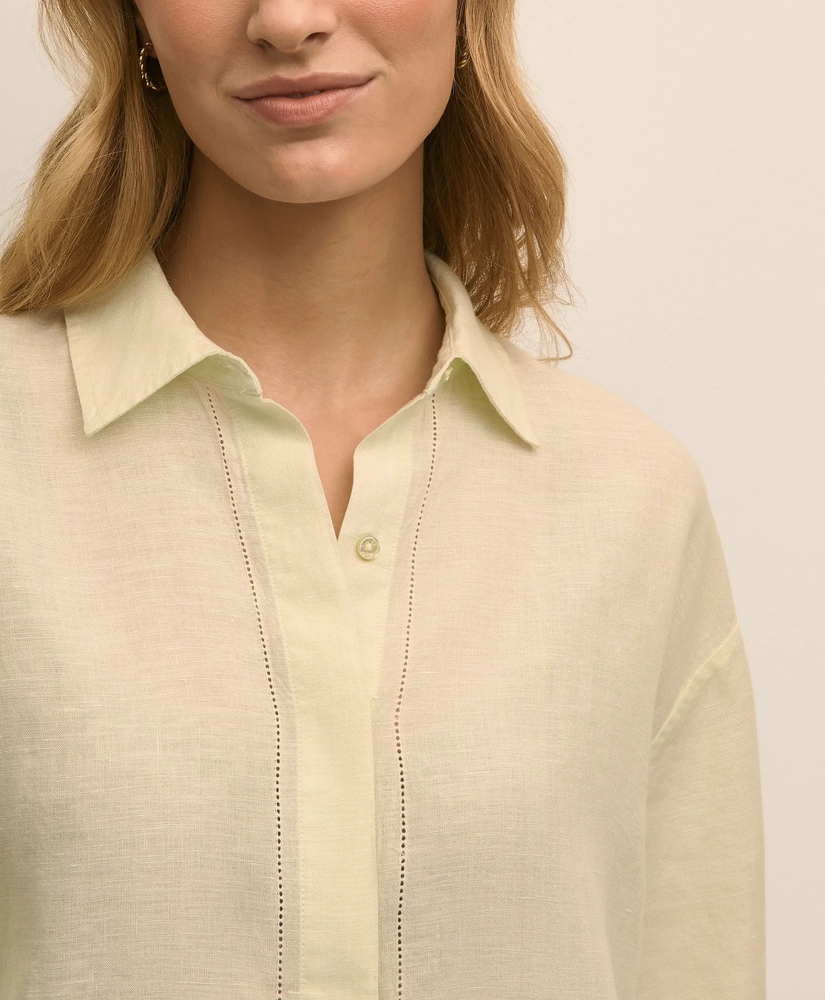 Linen Relaxed Bell-Sleeve Cropped Shirt, image 4