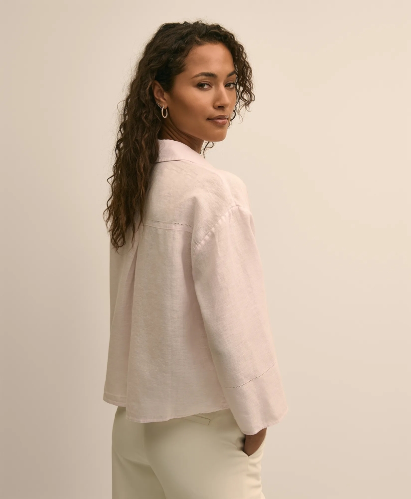 Linen Relaxed Bell-Sleeve Cropped Shirt, image 4
