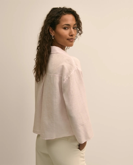 Linen Relaxed Bell-Sleeve Cropped Shirt, image 4