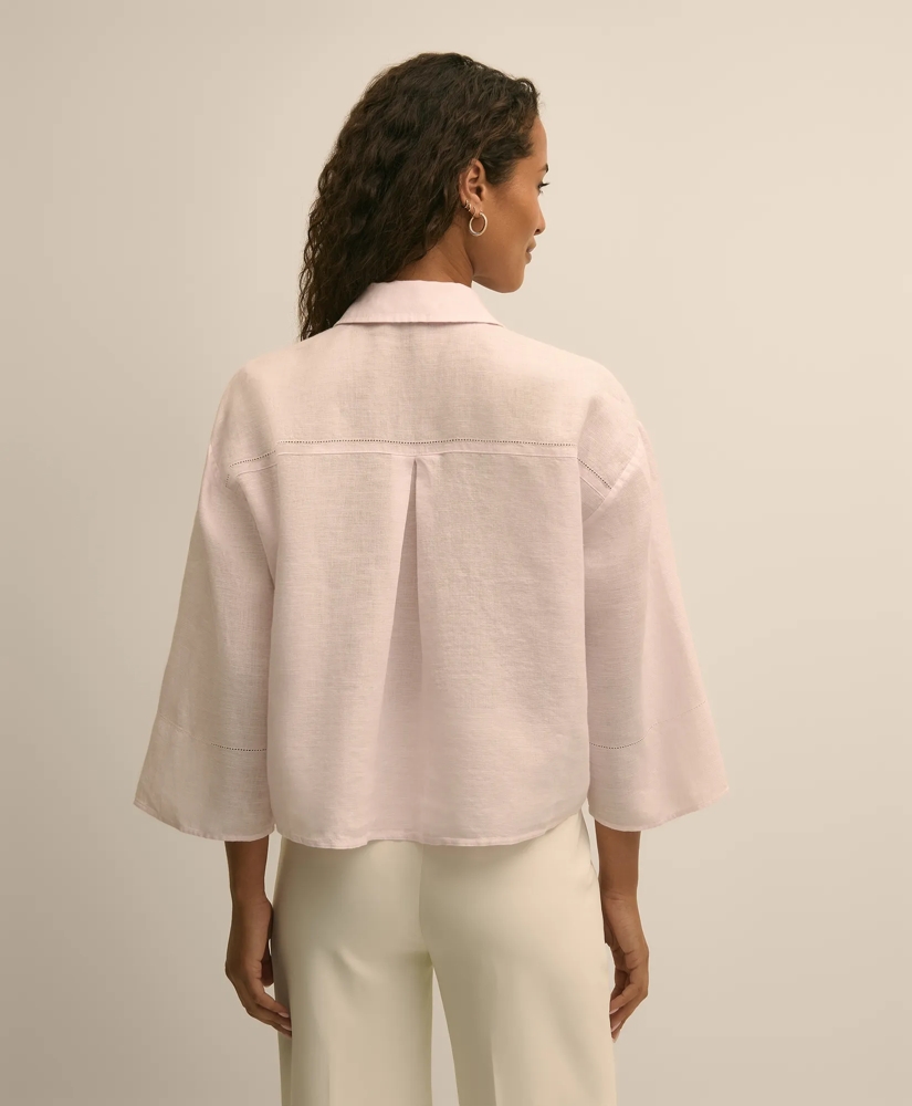 Linen Relaxed Bell-Sleeve Cropped Shirt, image 5
