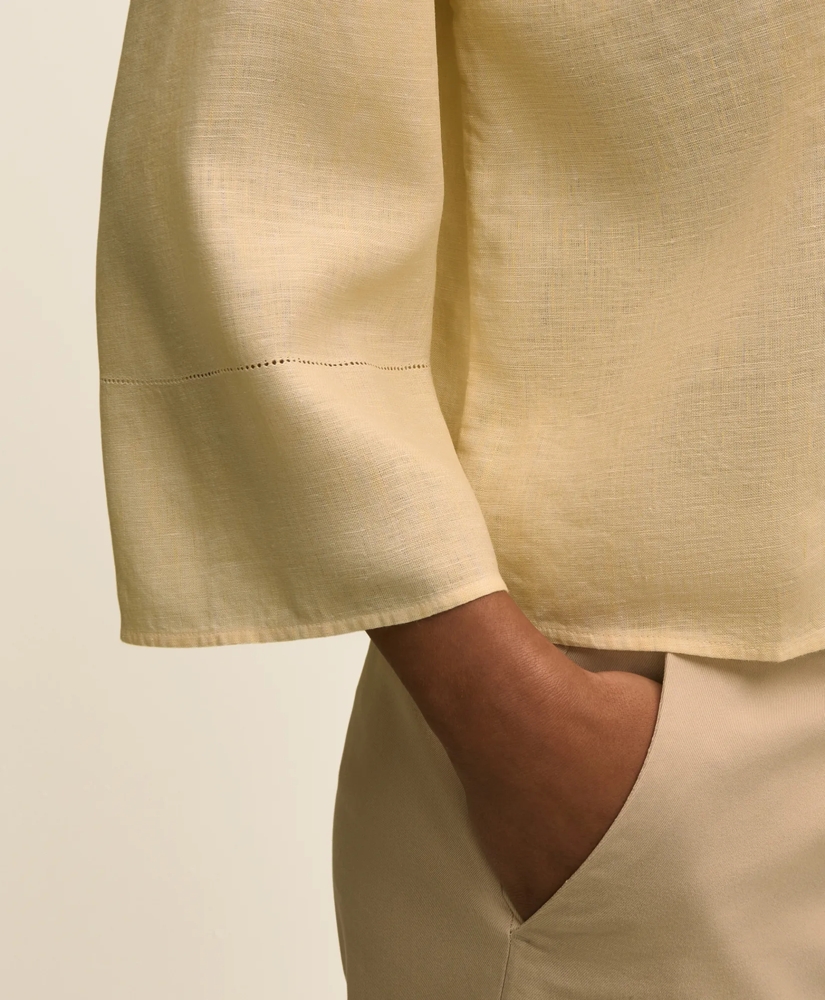 Linen Relaxed Bell-Sleeve Cropped Shirt, image 6