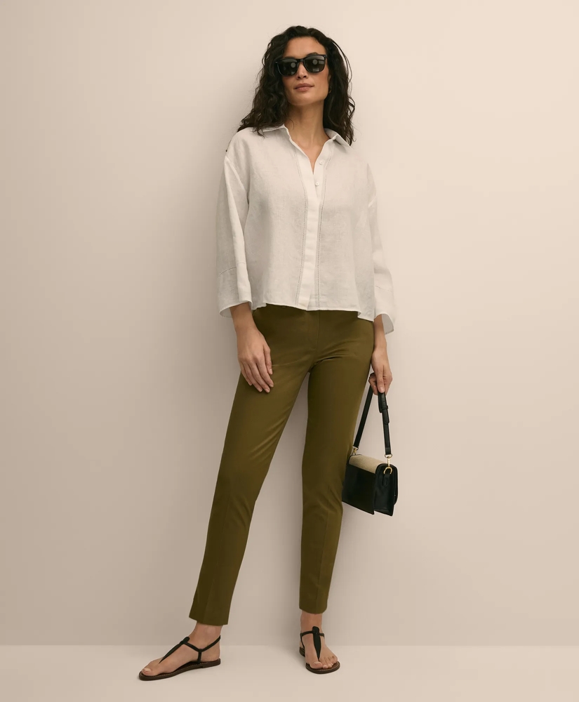 Linen Relaxed Bell-Sleeve Cropped Shirt, image 2