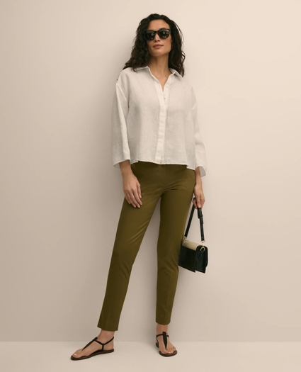 Linen Relaxed Bell-Sleeve Cropped Shirt, image 2
