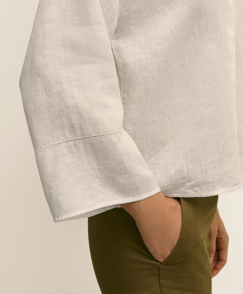 Linen Relaxed Bell-Sleeve Cropped Shirt, image 5