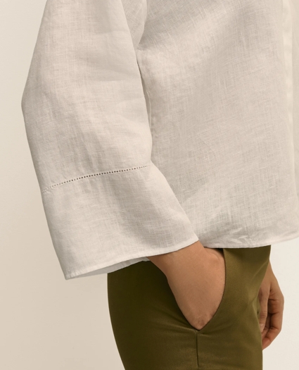 Linen Relaxed Bell-Sleeve Cropped Shirt, image 5
