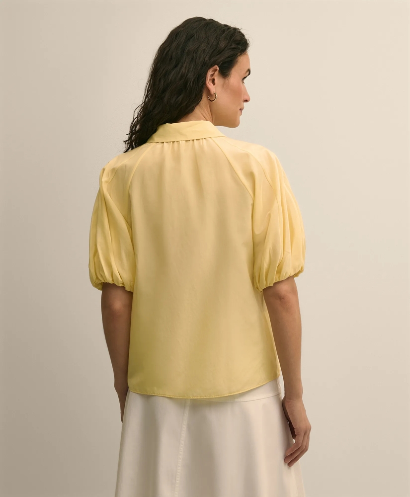 Silk-Cotton Elbow-Bubble-Sleeve Shirt, image 3