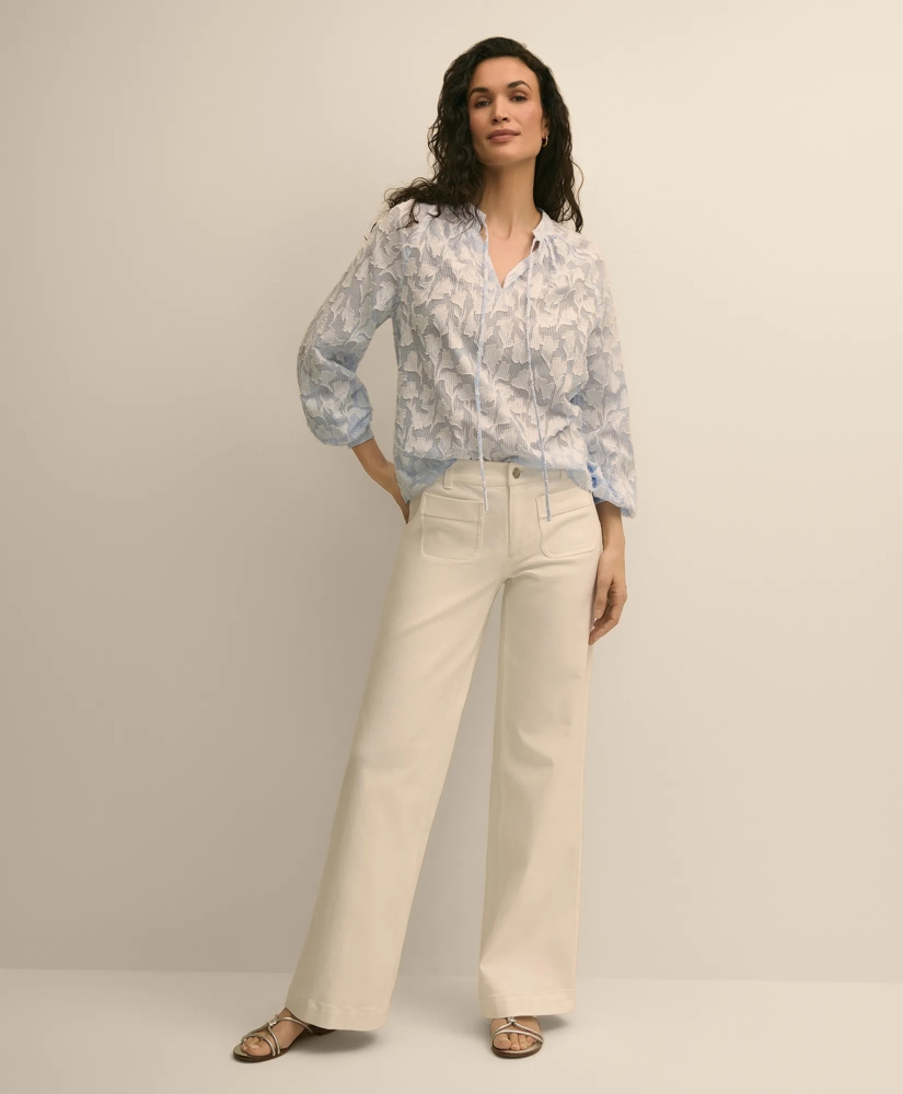 Cotton Jacquard Peasant Blouse, image 2