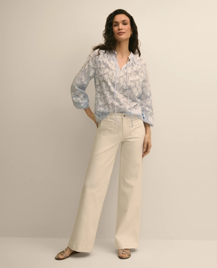 Cotton Jacquard Peasant Blouse, image 2