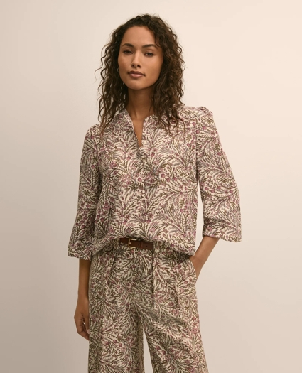 Silk Habotai Floral Blouse, image 1