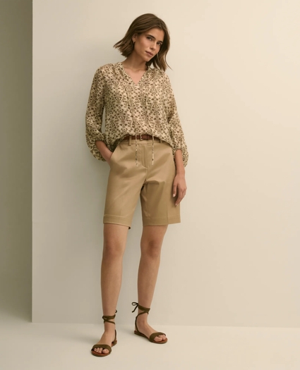 Crinkle Texture Floral Popover Blouse, image 2