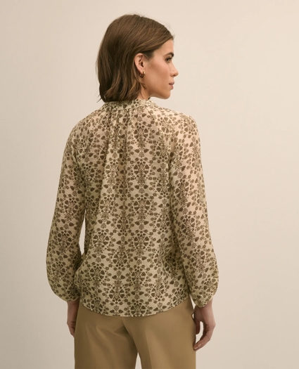 Crinkle Texture Floral Popover Blouse, image 3