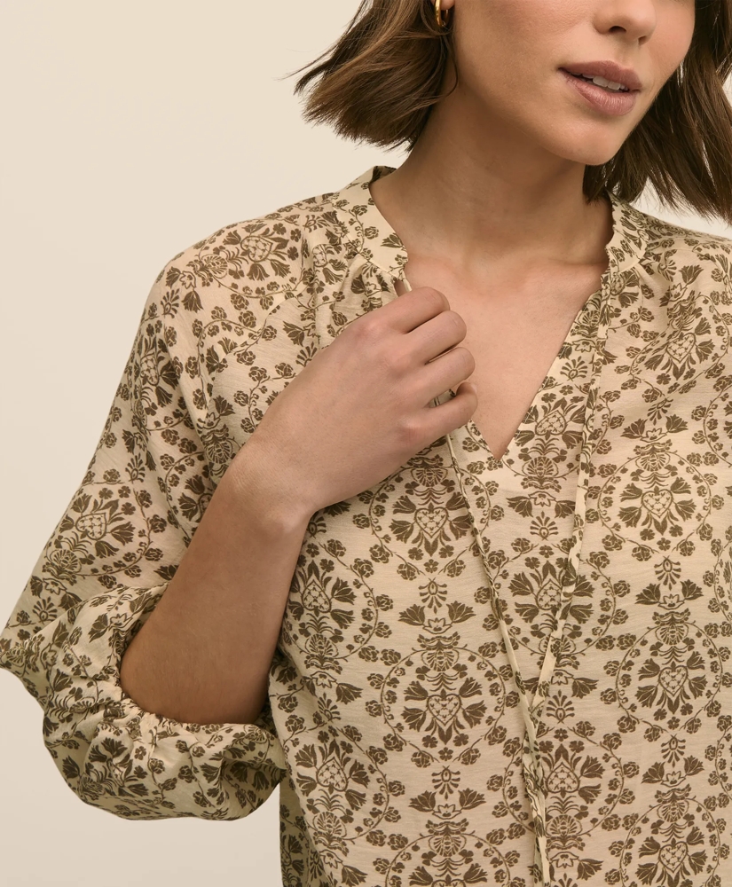 Crinkle Texture Floral Popover Blouse, image 4