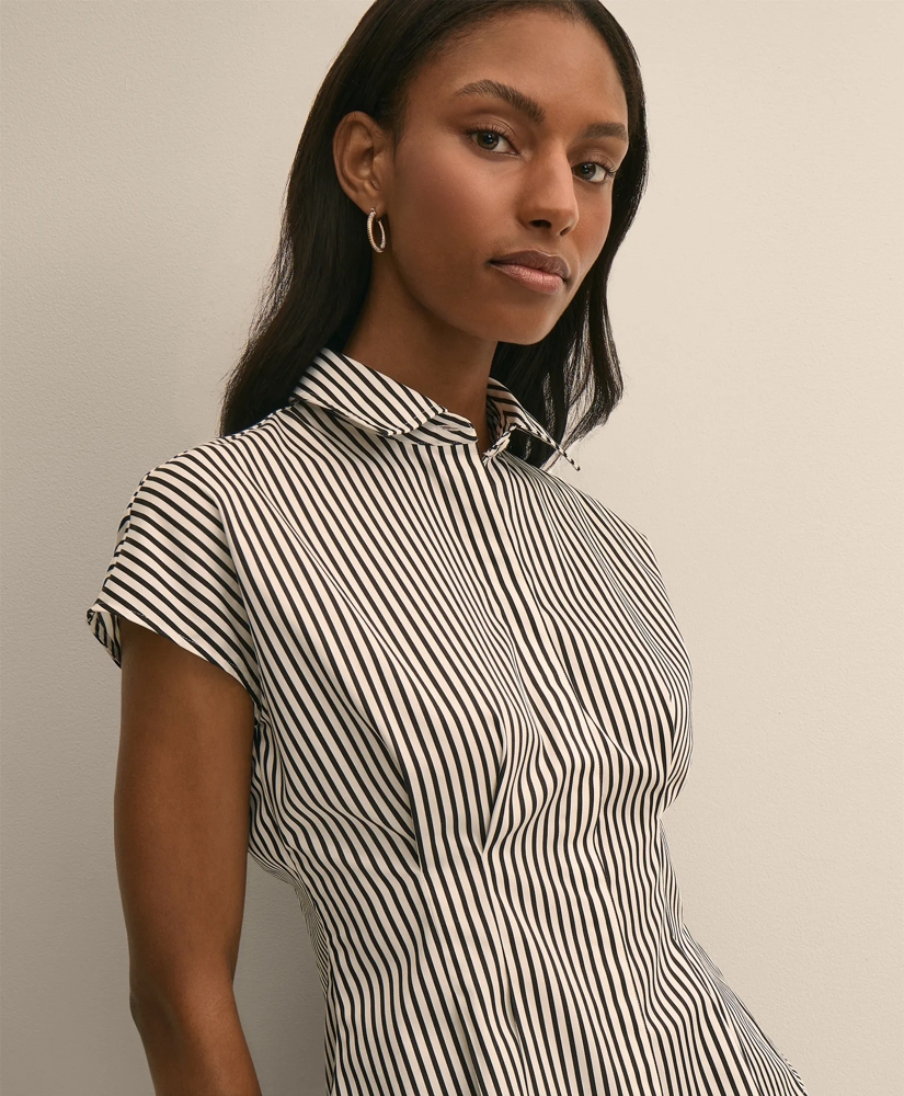Cotton Sateen Stripe Peplum Shirt, image 3