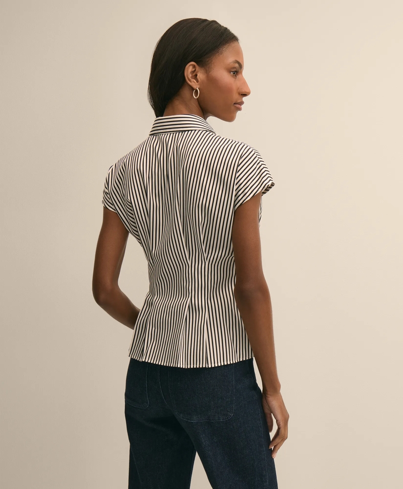 Cotton Sateen Stripe Peplum Shirt, image 4