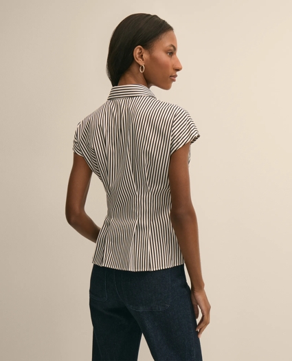 Cotton Sateen Stripe Peplum Shirt, image 4